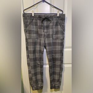 Black and White Plaid Jogger Track Pants